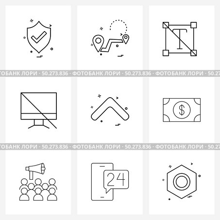 Modern Vector Line Illustration of 9 Simple Line Icons of arrows, arrow, formatting, disable, display Vector Illustration. Стоковая иллюстрация, агентство Ingram Publishing / Фотобанк Лори