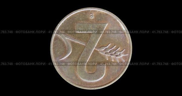 Монета Швейцарии 2 сантима 1966, черный фон. Reverse of Switzerland coin 2 rappen 1966, isolated in white background. Close up view. Стоковая анимация, аниматор Александр Кузнецов / Фотобанк Лори