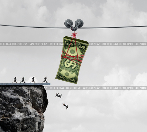 Money trap and business people or consumers taking the bait concept as financial victims of fraud as a metaphor for greed and economic risk with 3D illustration elements. Стоковое фото, агентство Ingram Publishing / Фотобанк Лори