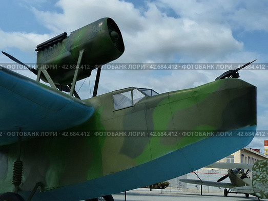 Морской ближний разведчик МБР-2-М-34 (летающая лодка, прозвище - «амбарчик» и «корова») обр. 1936 г. Активно применялся в период Великой Отечественной войны в качестве патрульного, транспортного, разведчика, спасательного, ночного бомбардировщика. Музей военной техники. Верхняя Пышма, Россия (2016 год). Редакционное фото, фотограф Сергей Елизарьев / Фотобанк Лори
