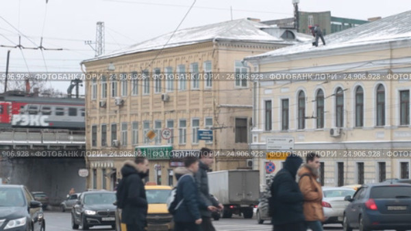Москва, Бакунинская улица и Электрозаводской мост зимой (2017 год). Редакционное видео, видеограф Дмитрий Неумоин / Фотобанк Лори