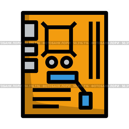 Motherboard Icon. Editable Bold Outline With Color Fill Design. Vector Illustration. Стоковая иллюстрация, агентство Ingram Publishing / Фотобанк Лори