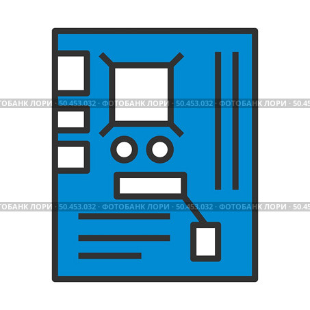 Motherboard Icon. Editable Bold Outline With Color Fill Design. Vector Illustration. Стоковая иллюстрация, агентство Ingram Publishing / Фотобанк Лори