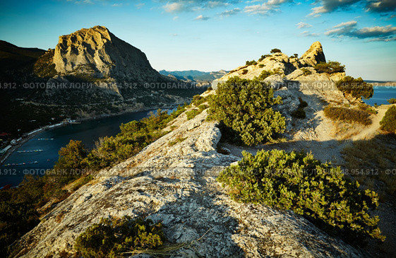 Mountains and sea at sunset. Crimea landscape. Nature background. Стоковое фото, агентство Ingram Publishing / Фотобанк Лори