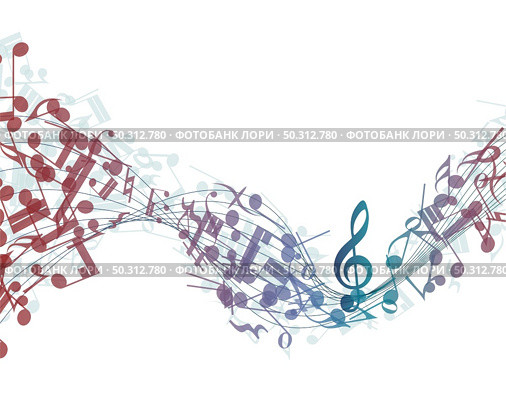 Multicolour  musical notes staff background. Vector illustration with transparency EPS10.. notes staff. Стоковая иллюстрация, агентство Ingram Publishing / Фотобанк Лори