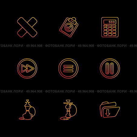multimedia , sound , buttons , dwonload , upload , pin , key ,error , calcualtor , icon, vector, design,  flat,  collection, style, creative,  icons. Стоковая иллюстрация, агентство Ingram Publishing / Фотобанк Лори