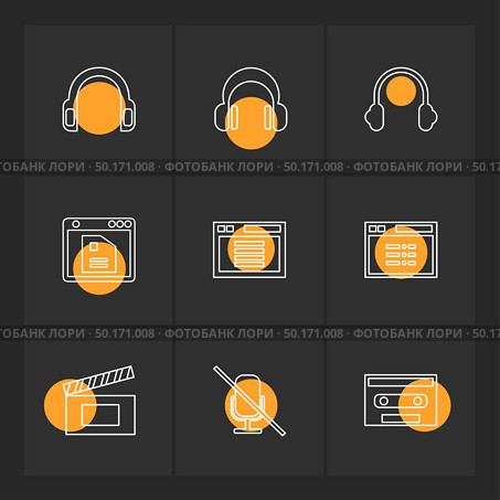 multimedia , user interface , camera , technology , play , pause , camcoder , video , click , capture , image , photography , photograph , icon, vector, design,  flat,  collection, style, creative,  icons. Стоковая иллюстрация, агентство Ingram Publishing / Фотобанк Лори