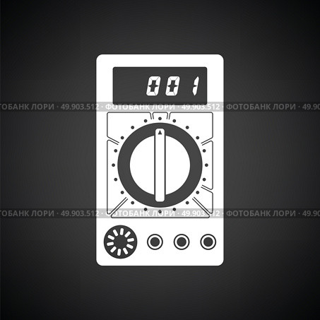 Multimeter icon. Black background with white. Vector illustration. Стоковая иллюстрация, агентство Ingram Publishing / Фотобанк Лори