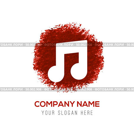 Music note icon - Red WaterColor Circle Splash. Стоковая иллюстрация, агентство Ingram Publishing / Фотобанк Лори