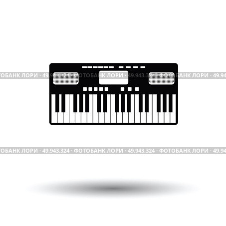 Music synthesizer icon. White background with shadow design. Vector illustration. Стоковая иллюстрация, агентство Ingram Publishing / Фотобанк Лори