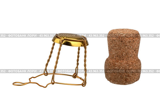 Musle wire stopper holder for sparkling wines, isolated on a white background. Стоковое фото, фотограф ~✿Eлена Челышева(Кочина)✿~ / Фотобанк Лори