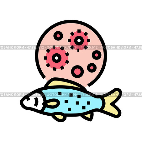 mycobacterium marinum fish color icon vector illustration. Стоковая иллюстрация, иллюстратор Vectorwin / Фотобанк Лори