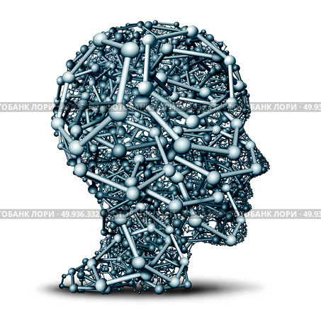 Nanotechnology scientific concept and nano science research researcher concept as a hexagon graphene atomic structure shaped as a human head as a 3D render. Стоковое фото, агентство Ingram Publishing / Фотобанк Лори