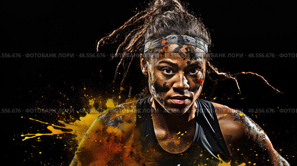 naomi black female athlete ai generated. Стоковое AI-изображение, AI-художник Vectorwin / Фотобанк Лори
