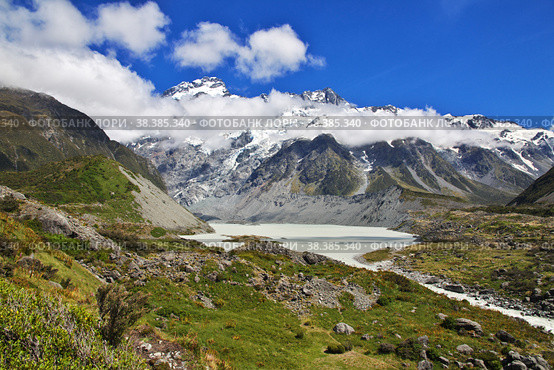 Nature of Hooker valley, New Zealand. Стоковое фото, фотограф Сергей Стрелков / Фотобанк Лори