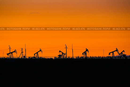 Нефтяные станки-качалки. Стоковое фото, фотограф Александр Манзюк / ТАСС / Фотобанк Лори