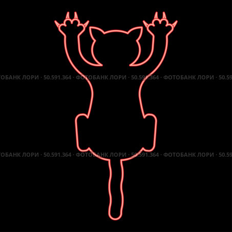 Neon cat scratching harm red color vector illustration image flat style light. Neon cat scratching harm red color vector illustration image flat style. Стоковая иллюстрация, агентство Ingram Publishing / Фотобанк Лори