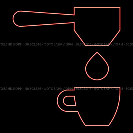 Neon coffee drop in cup filtering cuping portafilter drip red color vector illustration image flat style light. Neon coffee drop in cup filtering cuping portafilter drip red color vector illustration image flat style. Стоковая иллюстрация, агентство Ingram Publishing / Фотобанк Лори