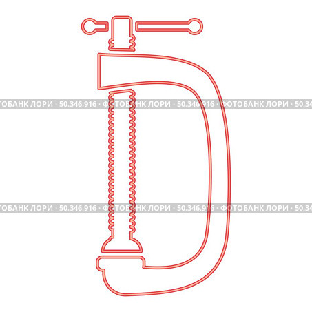 Neon cramp screw-clamp red color vector illustration image flat style light. Neon cramp screw-clamp red color vector illustration image flat style. Стоковая иллюстрация, агентство Ingram Publishing / Фотобанк Лори