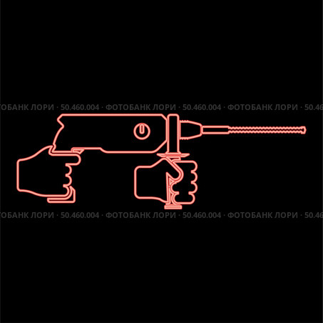Neon electric rotary hammer drill in hand holding tool use Arm using Power tool red color vector illustration image flat style light. Neon electric rotary hammer drill in hand holding tool use Arm using Power tool red color vector illustration image flat style. Стоковая иллюстрация, агентство Ingram Publishing / Фотобанк Лори