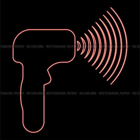Neon emitter of waves electron gun manual thermometer forehead infrared device for measuring temperature non-contact contactless digital red color vector illustration image flat style light. Neon emitter of waves electron gun manual thermometer forehead infrared device for measuring temperature non-contact contactless digital red color vector illustration image flat style. Стоковая иллюстрация, агентство Ingram Publishing / Фотобанк Лори
