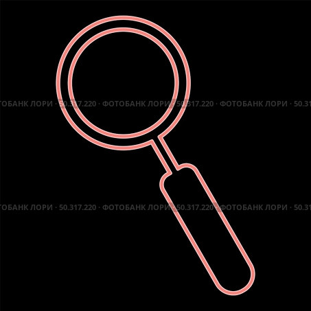 Neon loupe it is the red color vector illustration flat style light image. Neon loupe the red color vector illustration flat style image. Стоковая иллюстрация, агентство Ingram Publishing / Фотобанк Лори