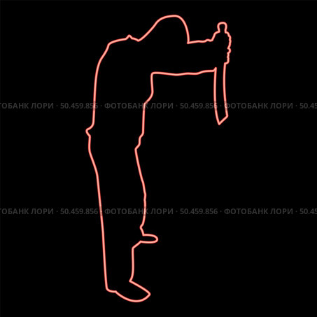 Neon man with sword machete from above Cold weapons in hand military man Soldier Serviceman in various positions Hunter with knife Fight poses Strong defender Warrior concept Weaponry Standing red color vector illustration image flat style light. Neon man with sword machete from above Cold weapons in hand military man Soldier Serviceman in positions Hunter with knife Fight poses Strong defender Warrior concept Weaponry Stand red color vector illustration image flat style. Стоковая иллюстрация, агентство Ingram Publishing / Фотобанк Лори
