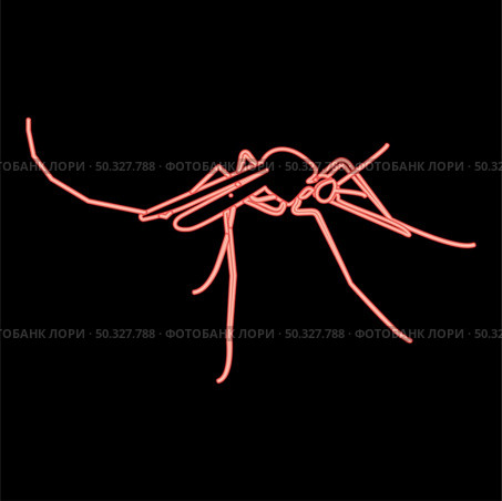 Neon mosquito red color vector illustration flat style light image. Neon mosquito red color vector illustration flat style image. Стоковая иллюстрация, агентство Ingram Publishing / Фотобанк Лори