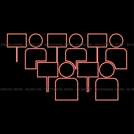 Neon protest concept demonstration crowd of protesters people revolution idea social problem icon black color vector illustration flat style simple imagein circle round red color vector illustration image flat style light. Neon protest concept demonstration crowd of protesters people revolution idea social problem icon black color illustration in circle round red color vector illustration image flat style. Стоковая иллюстрация, агентство Ingram Publishing / Фотобанк Лори