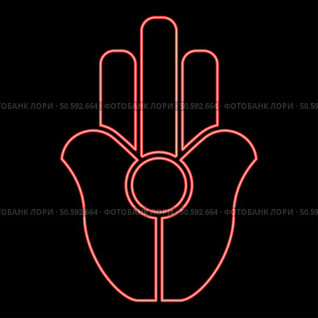 Neon symbol Natib Qadish Kappu palm Hamsa Levantian neo paganism neopaganism religious symbol Hand indian paganism red color vector illustration image flat style light. Neon symbol Natib Qadish Kappu palm Hamsa Levantian neo paganism neopaganism religious symbol Hand indian paganism red color vector illustration image flat style. Стоковая иллюстрация, агентство Ingram Publishing / Фотобанк Лори