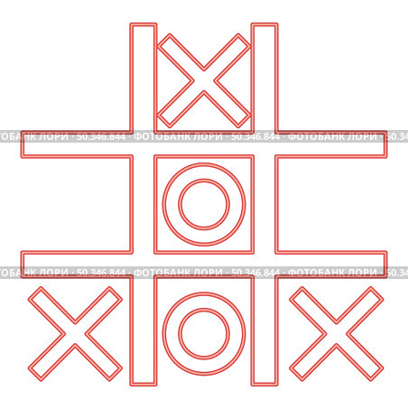 Neon tic tac toe game red color vector illustration image flat style light. Neon tic tac toe game red color vector illustration image flat style. Стоковая иллюстрация, агентство Ingram Publishing / Фотобанк Лори