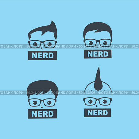 nerd geek guy cartoon character sign logo vector art. nerd geek guy cartoon character sign logo vector. Стоковая иллюстрация, агентство Ingram Publishing / Фотобанк Лори