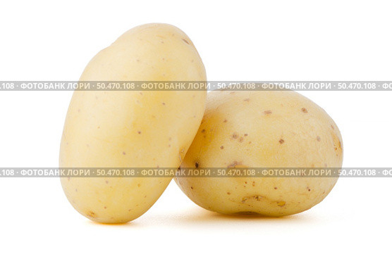 New potatoes isolated on white background close up. Стоковое фото, агентство Ingram Publishing / Фотобанк Лори