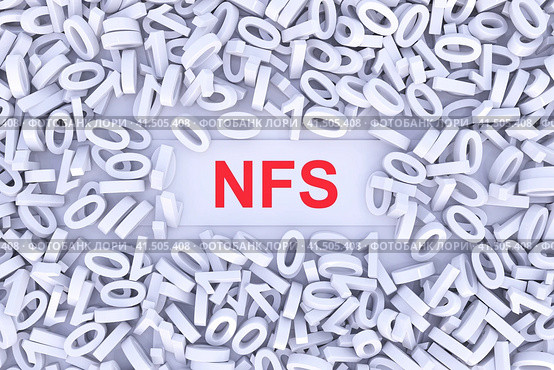 NFS concept scattered binary code 3D illustration. Стоковая иллюстрация, иллюстратор Максим Иванов / Фотобанк Лори