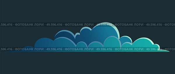 Night cloud vector panorama symbol, dark blue cloud for night view or sky, landscape interface, nature, evening environment symbol, cloudscape, isolated at black background cartoon flat icon. Cloud for night view or sky, landscape interface, evening environment symbol, flat cartoon icon. Стоковая иллюстрация, агентство Ingram Publishing / Фотобанк Лори