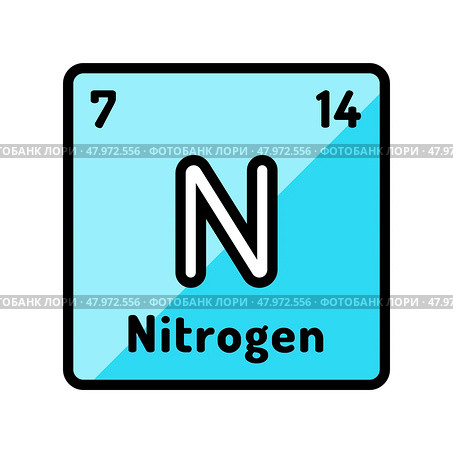 nitrogen chemical element color icon vector illustration. Стоковая иллюстрация, иллюстратор Vectorwin / Фотобанк Лори