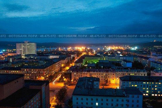 Ночной город Мурманск (2014 год). Стоковое фото, фотограф Павел Просянов / Фотобанк Лори
