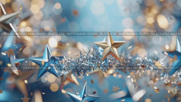 Новогодний фон в синих и серебряных тонах, медленное встречное движение звезд. Стоковое AI-видео, аниматор Щеголева Ольга / Фотобанк Лори