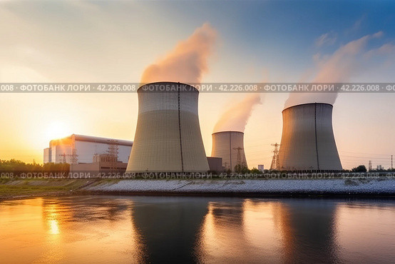 Nuclear power plant complex. Generate Ai. Стоковое AI-изображение, AI-художник Иван Рябоконь / Фотобанк Лори
