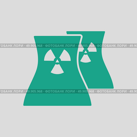Nuclear station icon. Gray background with green. Vector illustration. Стоковая иллюстрация, агентство Ingram Publishing / Фотобанк Лори