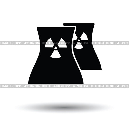 Nuclear station icon. White background with shadow design. Vector illustration. Стоковая иллюстрация, агентство Ingram Publishing / Фотобанк Лори