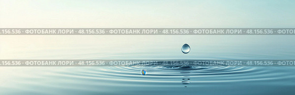 Одинокая капля над водой. Стоковое AI-изображение, AI-художник Александр Жуков / Фотобанк Лори