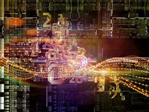 Of Numbers and Fractals series. Interplay of digits, lines and lights on the subject of computer world. Стоковое фото, агентство Ingram Publishing / Фотобанк Лори