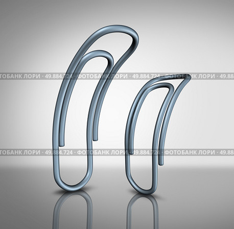 Office bullying and bullies in the workplace concept as two paperclips with one intimidating another as a corporate bully metaphor and worker management. Стоковое фото, агентство Ingram Publishing / Фотобанк Лори
