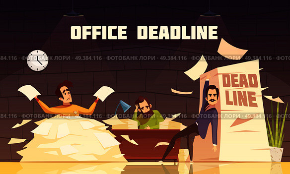 Office piles of paperwork target dates deadlines and tasks time limits problems cartoon illustration poster vector illustration. Office Paperwork Deadline Cartoon Poster. Стоковая иллюстрация, агентство Ingram Publishing / Фотобанк Лори