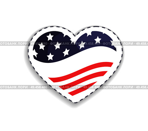 Old Glory placed in heart shaped figure, stripes and stars symbolic signs of USA, Union Glory celebration day vector illustration isolated on white. Old Glory Heart Shaped Figure Vector Illustration. Стоковая иллюстрация, агентство Ingram Publishing / Фотобанк Лори