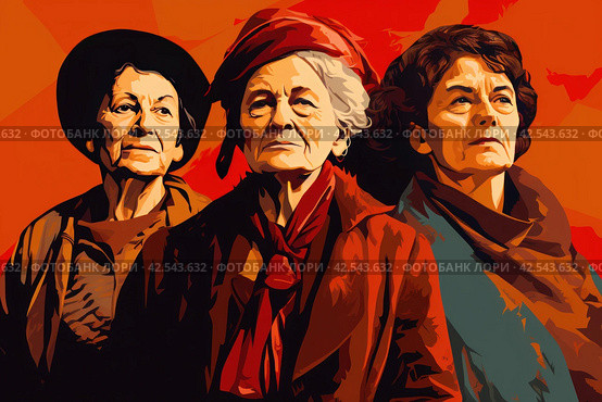 Old radical feminists. Generate Ai. Стоковое AI-изображение, AI-художник Иван Рябоконь / Фотобанк Лори