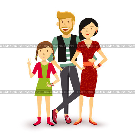 One child Happy family people flat illustration. Стоковая иллюстрация, иллюстратор Cienpies Design / PantherMedia / Фотобанк Лори
