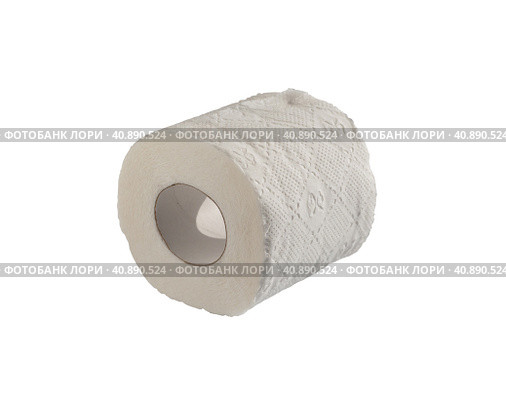 One toilet paper roll not started isolated on a white background. Стоковое фото, фотограф Александр Кротков / Фотобанк Лори