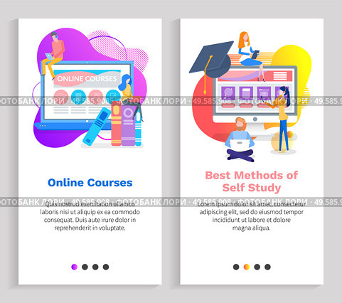 Online courses vector, education and tool for effective knowledge gaining, monitor with digital access for students, people with tasks from school. Website or slider app, landing page flat style. Online Course and Best Method of Studying Vector. Стоковая иллюстрация, агентство Ingram Publishing / Фотобанк Лори